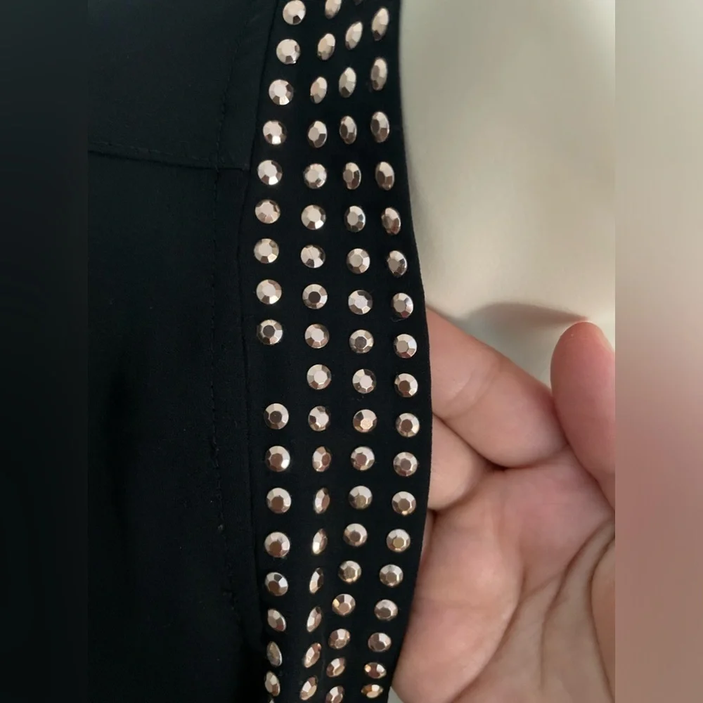 Twik Black Studded Long Sleeve Blouse Size PS with Extra Gold and Black Buttons - Picture 12 of 13
